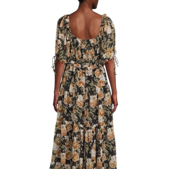 NEW En Saison Floral Print Tiered Midi Dress in Medium - Picture 2 of 6